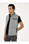 Gray Melange Padded Leather Detailed Coat Vest 50294014-Vr086