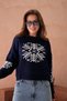 Women's Christmas Themed Soft Textured Long Sleeve Knitwear Sweater - 3