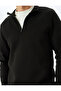 Long Sleeve Cotton Blend Raster Basic Half Zip Sweatshirt - 5