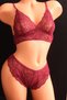 Women's Burgundy Capless Lace Strappy Bra Set - 2