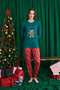 Green Don'T Bite Me Christmas Patterned Luxury Thermal Women's Pajamas Set - 2