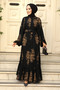 Black Patterned Hijab Dress - 19481S - 3