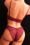 Women's Burgundy Capless Lace Strappy Bra Set - 3