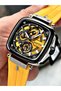 Function Yellow Color 10 Atm Waterproof Silicone Cord Steel Case Men's Wristwatch 1014 - 2