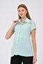 Maternity Collar Tulle Detailed Short Sleeve Shirt Mint Green