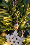 ®   10 Pieces Red and White Drawstring Snowflake Ribbon Themed Fairy Led Wooden Christmas Tree Ornament - 5