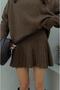 Bitter Brown Turtleneck Knitwear Skirt Suit 122-00511 - 3