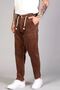 Men's Brown Baggy Fit Comfortable Fit Velvet Trousers