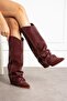Leire Women's Boots Cowboy Bellows Matte Claret Red Leather