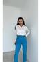 Skinny Leg Classic Belted Fabric Trousers - 2