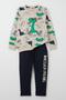 Baby Boy Tracksuit Set with Dinosaur Print, 9 Months-3 Years, Beige