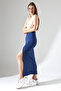 Diving Fabric Slit Long Skirt Maxi Length 92 Cm - 2