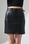 Trend Women's Mini Leather Skirt with Belt Detail, Fleece Inside, Above the Knee