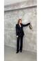 Women's Double Button Satin Lapel Suit - 4