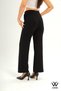 Women's New Season High Waist Lycra Comfort Model Straight Leg Velcro Closure Black Fabric Palazzo Pants - 7