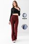 Women's Burgundy Winter Fleece-Lined High-Waisted Lycra Slimming Leggings Pants - 3