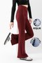 Women's Burgundy Winter Fleece-Lined High-Waisted Lycra Slimming Leggings Pants - 5