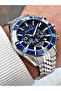 Function Silver-Navy Color Waterproof Steel Band Steel Case Men's Wristwatch 1187.390