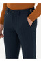 Navy Blue Waist Belt Buckle Slim Fit Canvas Trousers 50274014-Vr033 - 6