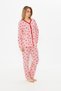 Women's V-Neck Buttoned Long Sleeve Pajama Set - 5