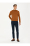 Navy Blue Waist Belt Buckle Slim Fit Canvas Trousers 50274014-Vr033