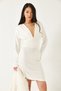 Women's White Dress with Gathered Sides 0180 60261108 - 5