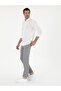 Light Gray Slim Fit Wool Blended Striped Pants 50284809-Vr001 - 3