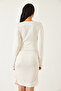 Women's White Dress with Gathered Sides 0180 60261108 - 8