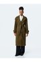 Double Breasted Long Stamp Coat with Pockets and Belt - 3