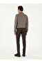 Brown Slim Fit Fabric Trousers 50292514-Vr029 - 4