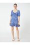 Rochie mini cu model tropical Decolteu inima - 3