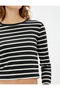Long Sleeve T-Shirt Crop Crew Neck Basic - 5
