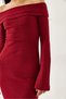 Women's Burgundy Madonna Collar Spanish Sleeve Ribbed Dress 0201 60261176 - 6
