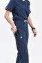 Navy Blue Lycra Women's Scrubs Set Nurse Doctor Uniform with Hidden Pockets - 6