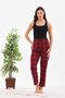 Red Plaid Printed Cotton Unisex Relaxed Pajama Bottoms - 3
