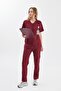 Burgundy Lycra Refresh Women's Scrubs - Doctor and Nurse Jersey Surgical Suit - 2