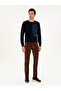 Brown Straight Fit Cotton Blended Velvet Canvas Pants 50292429-Vr029 - 3