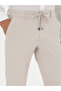 Beige Slim Fit Lace-Up Waist Canvas Trousers 50289151-Vr011 - 5