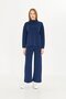 Women's Navy Blue Plain Oversize Top and Bottom Set 1308