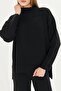 Women's Black Plain Oversize Top and Bottom Set 1308 - 5