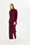 Women's Burgundy Plain Oversize Bottom Top Suit 1308 - 6