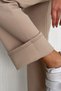 Women's Modal Fabric Ribbed Sardon Winter Trousers - Beige - 2