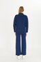 Women's Navy Blue Plain Oversize Top and Bottom Set 1308 - 7