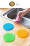 Practical 2-Pack Non-Disappearing Silicone Dishwashing Brush Heat Resistant Water Absorbing Sponge Round - 4