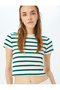 Basic Striped Crew Neck Short Sleeve Camisole Slim Fit Women's T-Shirt