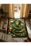 Dido 2 Collection Green Themed Flower and Snake Patterned Creative Modern Decorative Carpet 3271 - 3