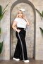 Steel Fabric Wide-Leg Sweatpants with Stripe Detail
