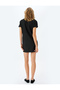 Slim Fit Crew Neck Short Sleeve Mini Dress with Applique Detail - 4