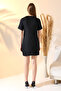 Women's Black Collar Rhinestone Short Sleeve Dress - 8
