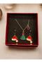 Christmas Themed Boxed Pine Tree and Hat Charm Necklace Earring Design Set - 4